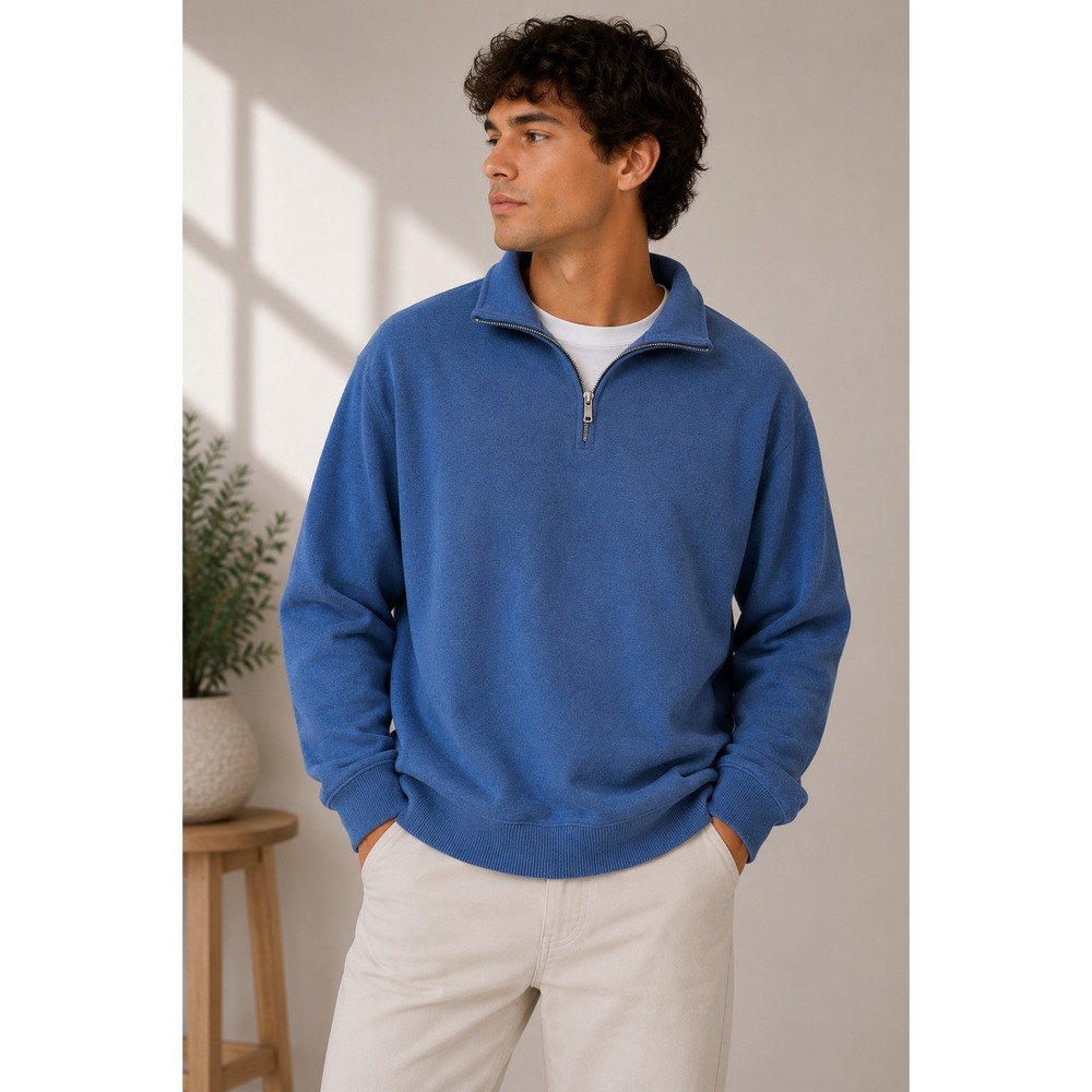 Tommy Bahama Blue Quarter Zip Pullover Sweater Mens Large Classic Fit |N1